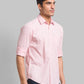 Parx Men Orange Checks Slim Fit Cotton Full Sleeve Cut Away Collar Shirt