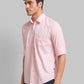 Parx Men Orange Checks Slim Fit Cotton Full Sleeve Cut Away Collar Shirt