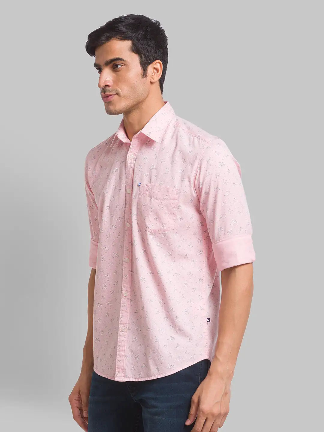 Parx Men Orange Checks Slim Fit Cotton Full Sleeve Cut Away Collar Shirt