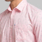 Parx Men Orange Checks Slim Fit Cotton Full Sleeve Cut Away Collar Shirt