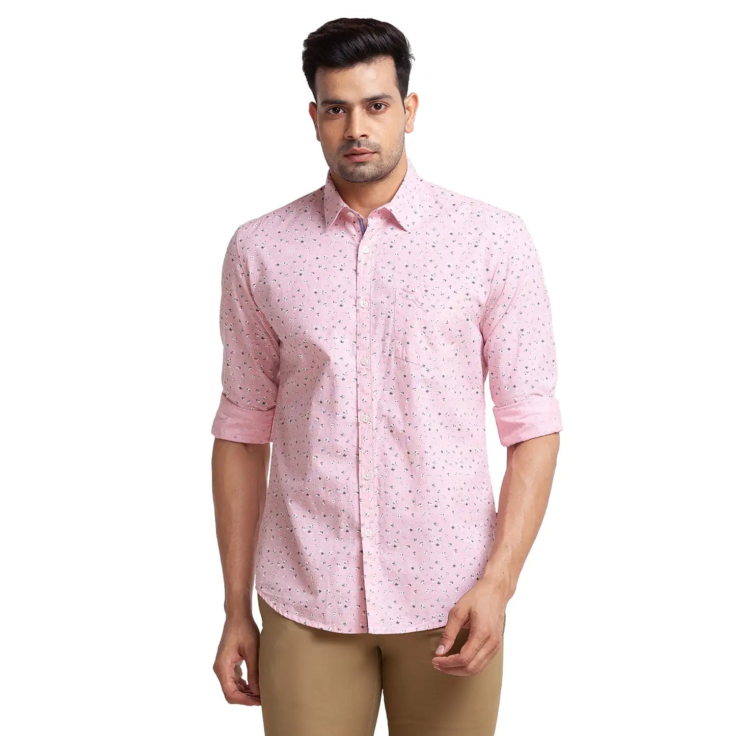 Men Slim Fit Orange Shirt