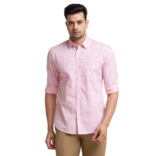 Men Slim Fit Orange Shirt