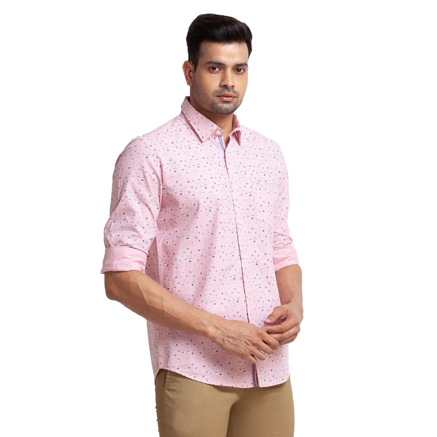 Men Slim Fit Orange Shirt
