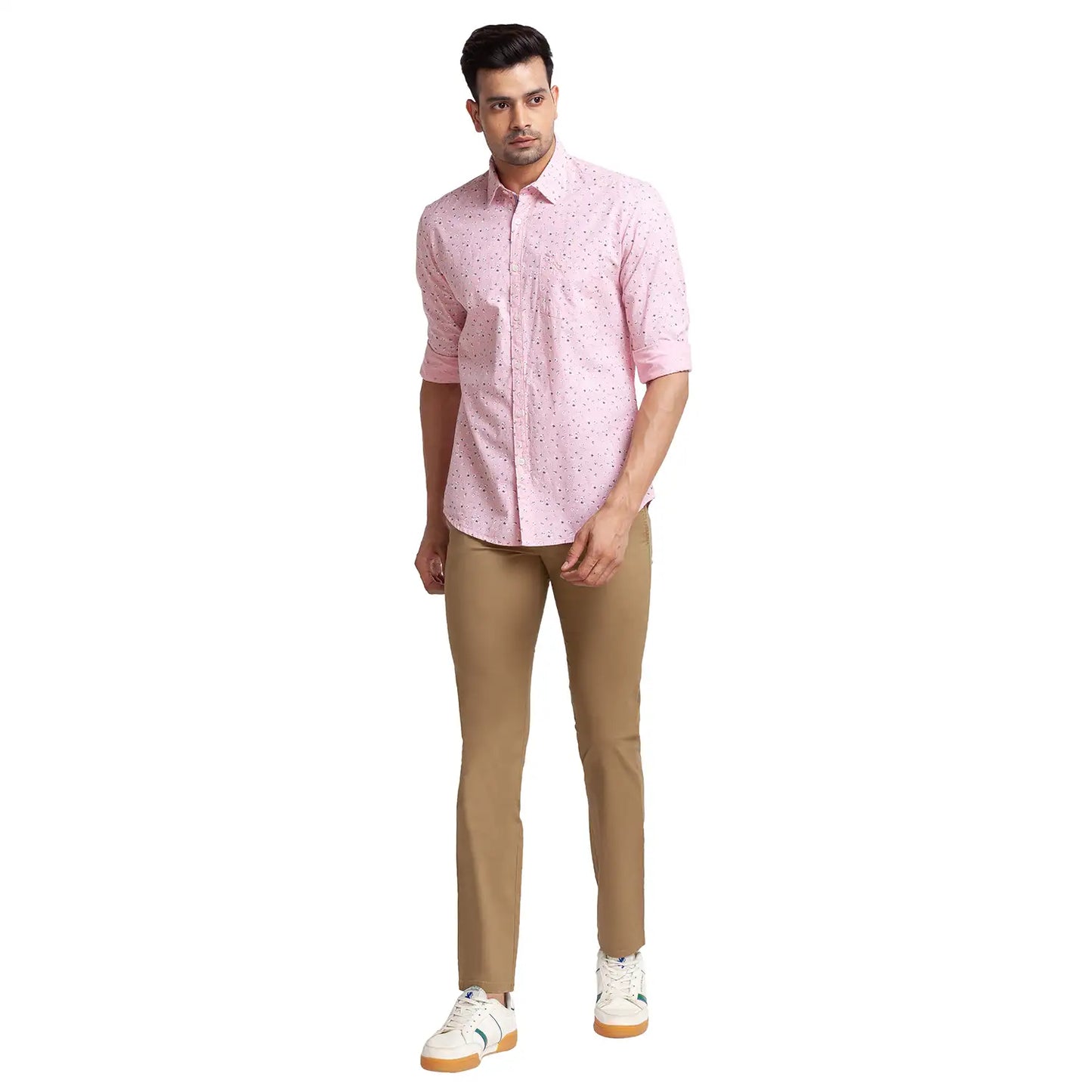 Men Slim Fit Orange Shirt