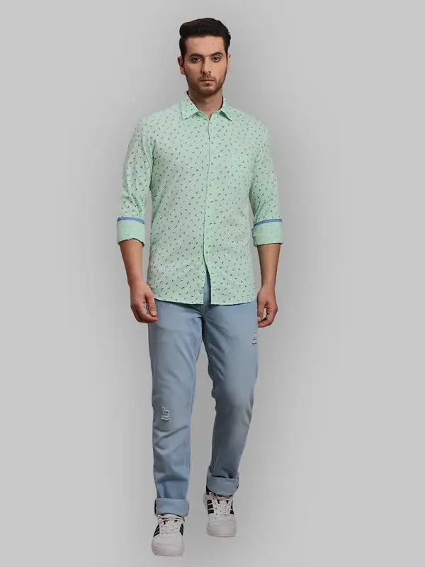 Men Slim Fit Blue Shirt