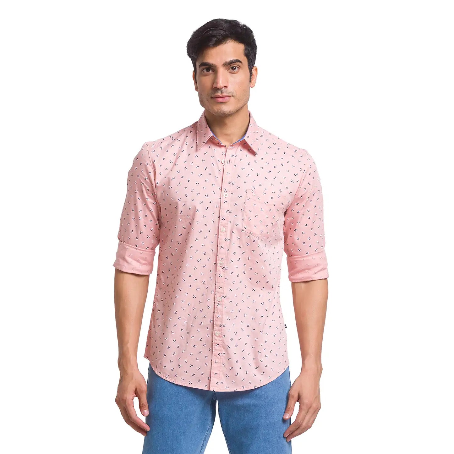 Men Slim Fit Light Fawn Shirt
