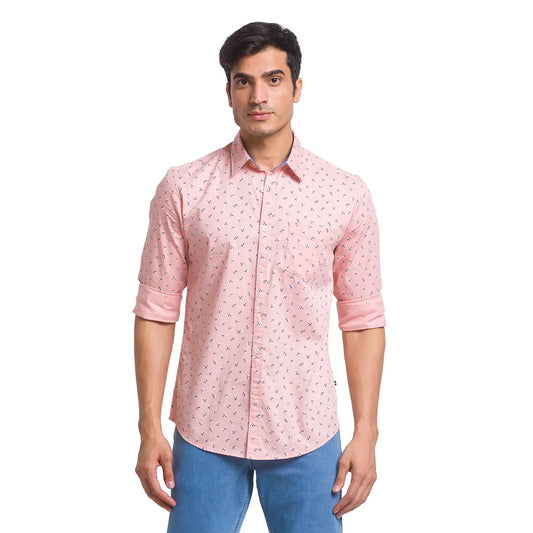 Men Slim Fit Light Fawn Shirt