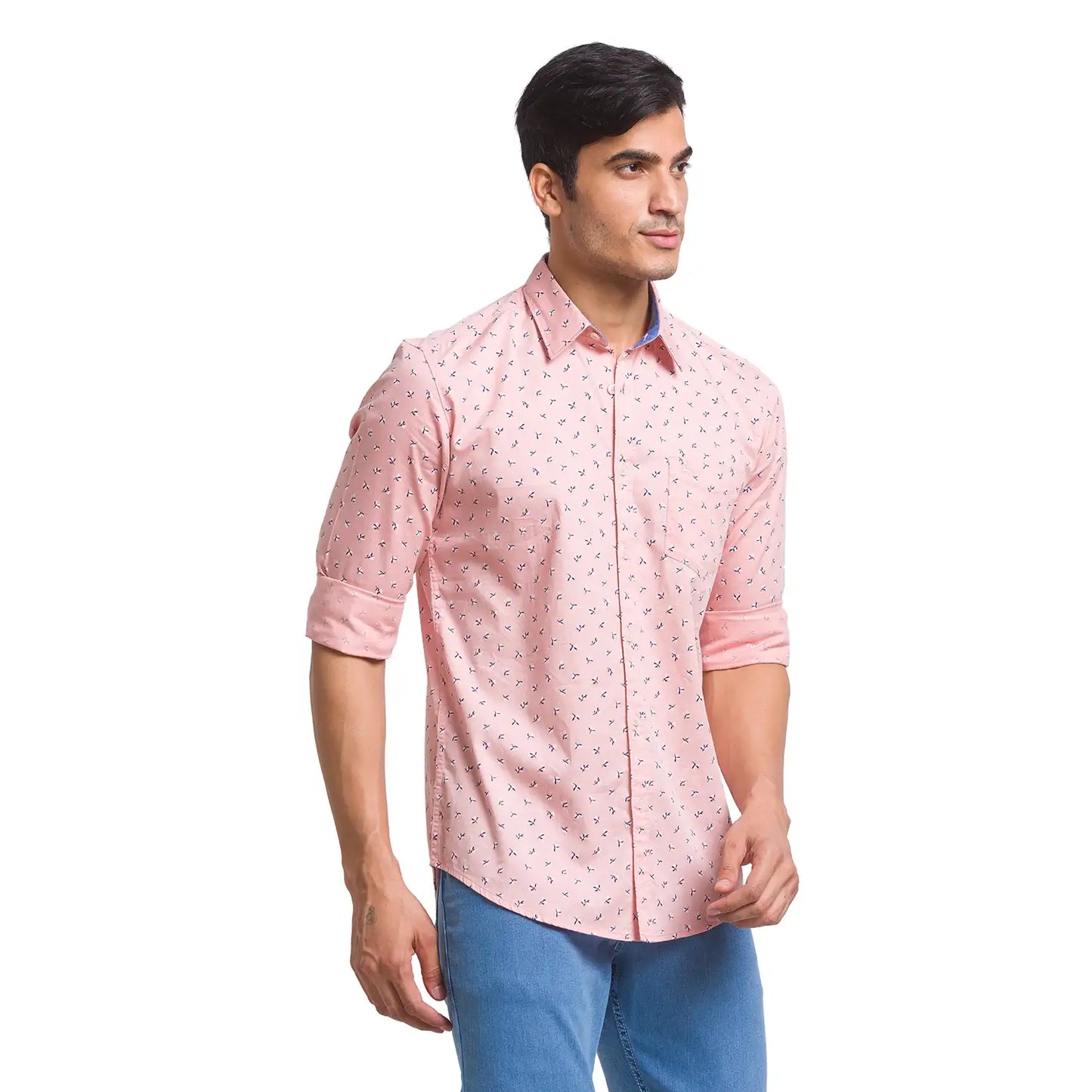 Men Slim Fit Light Fawn Shirt