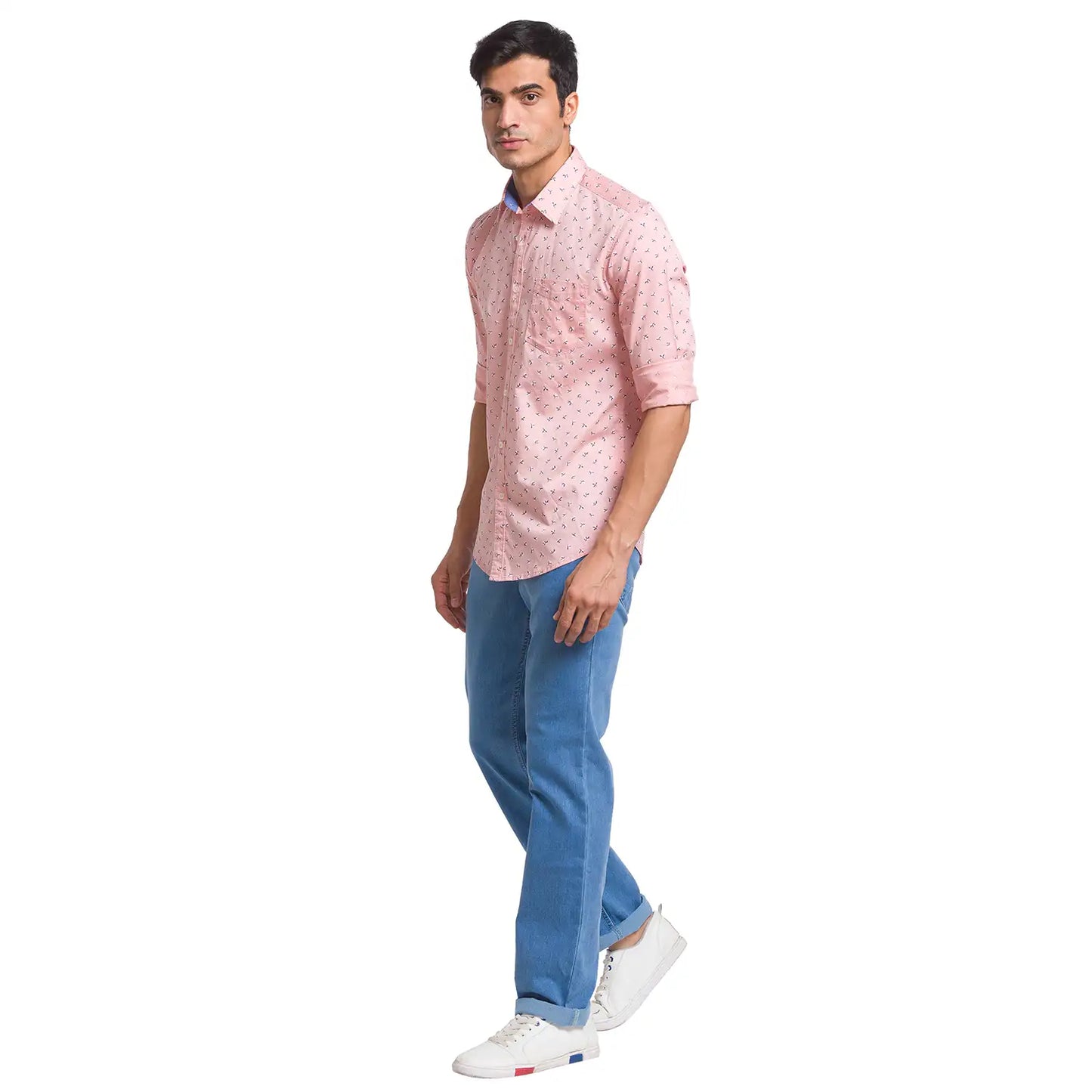 Men Slim Fit Light Fawn Shirt