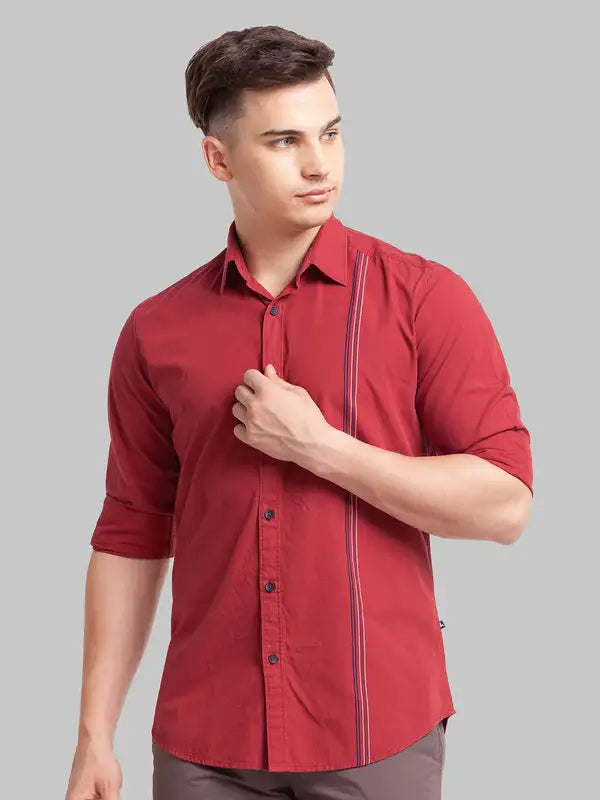 Men Slim Fit Red Shirt