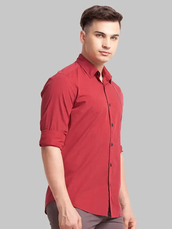 Men Slim Fit Red Shirt