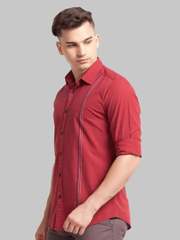 Men Slim Fit Red Shirt