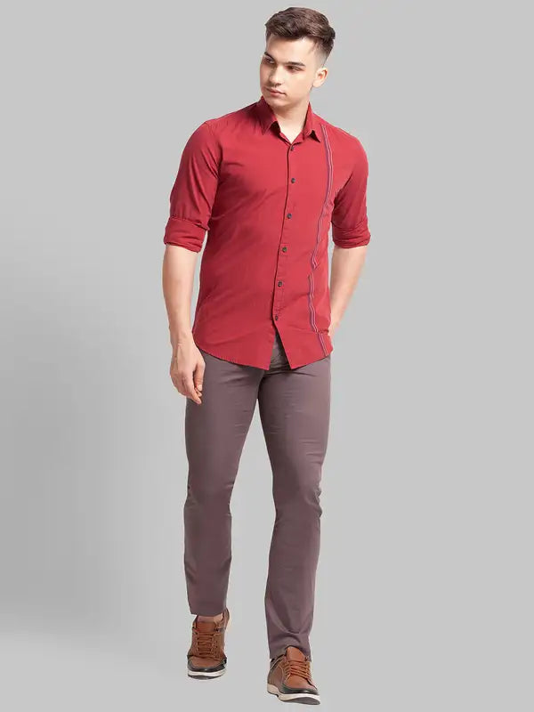 Men Slim Fit Red Shirt