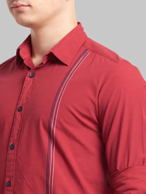 Men Slim Fit Red Shirt