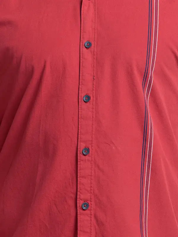 Men Slim Fit Red Shirt