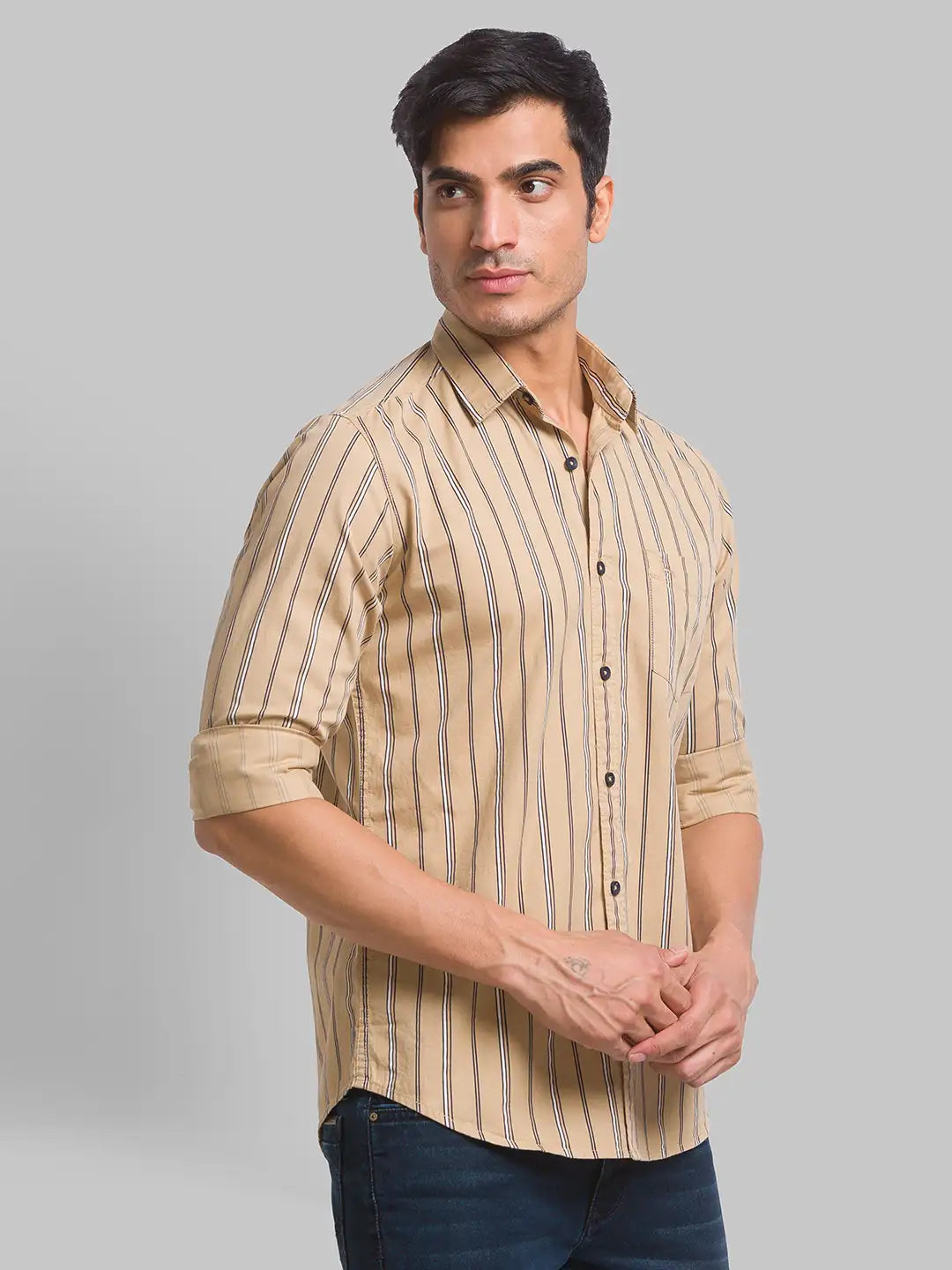 Parx Men Red Checks Slim Fit Cotton Full Sleeve Shirts