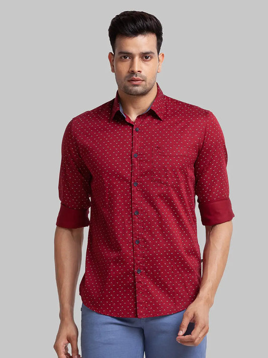 Men Slim Fit Brown Shirt