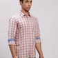 Parx Men Green Checks Slim Fit Cotton Full Sleeve Cut Away Collar Shirt