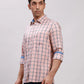 Parx Men Green Checks Slim Fit Cotton Full Sleeve Cut Away Collar Shirt