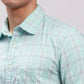 Parx Men Yellow Checks Slim Fit Cotton Full Sleeve Cut Away Collar Shirt
