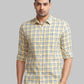 Parx Men Yellow Printed Slim Fit Cotton Full Sleeve Cut Away Collar Shirt
