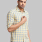 Parx Men Yellow Printed Slim Fit Cotton Full Sleeve Cut Away Collar Shirt