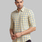 Parx Men Yellow Printed Slim Fit Cotton Full Sleeve Cut Away Collar Shirt