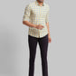 Parx Men Yellow Printed Slim Fit Cotton Full Sleeve Cut Away Collar Shirt