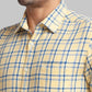 Parx Men Yellow Printed Slim Fit Cotton Full Sleeve Cut Away Collar Shirt