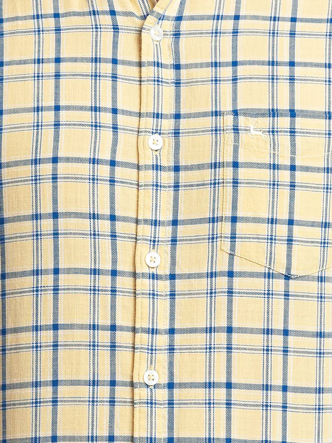Parx Men Yellow Printed Slim Fit Cotton Full Sleeve Cut Away Collar Shirt