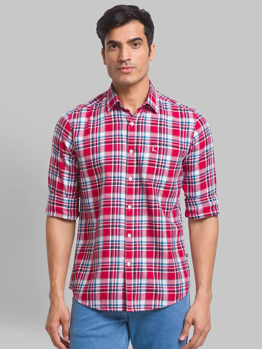 Men Slim Fit Maroon Shirt