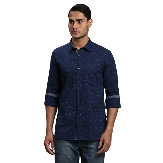 Men Slim Fit Blue Shirt