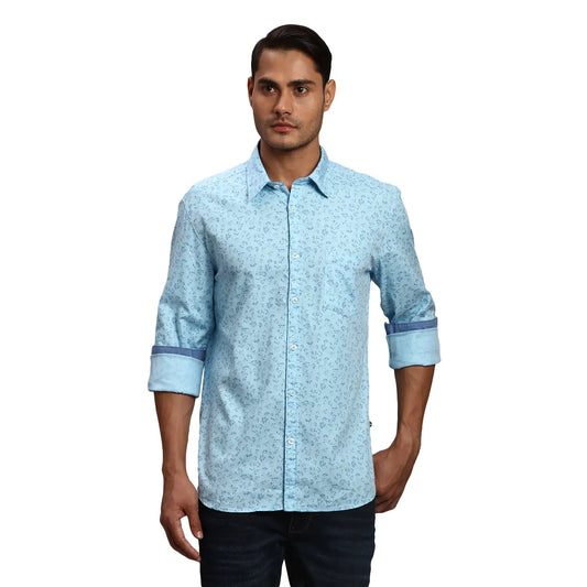 Men Slim Fit Blue Shirt
