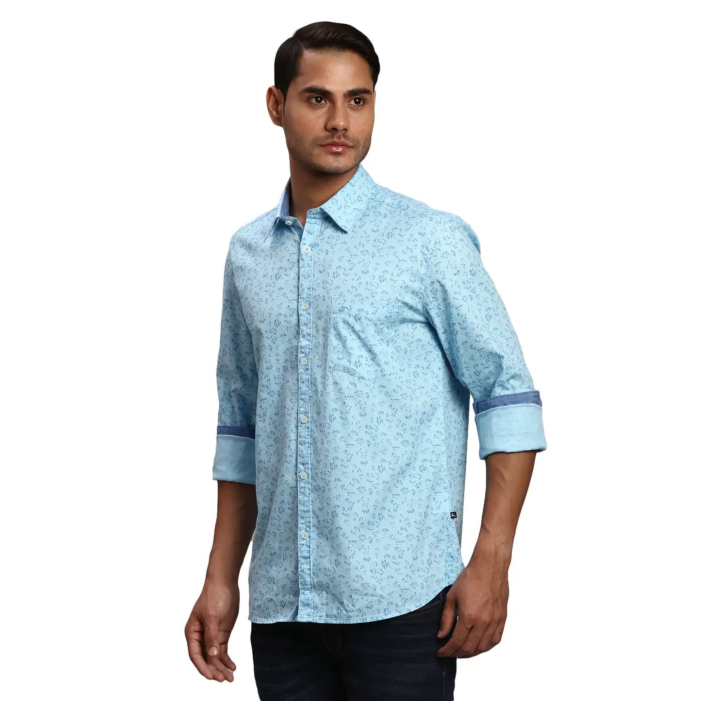 Men Slim Fit Blue Shirt