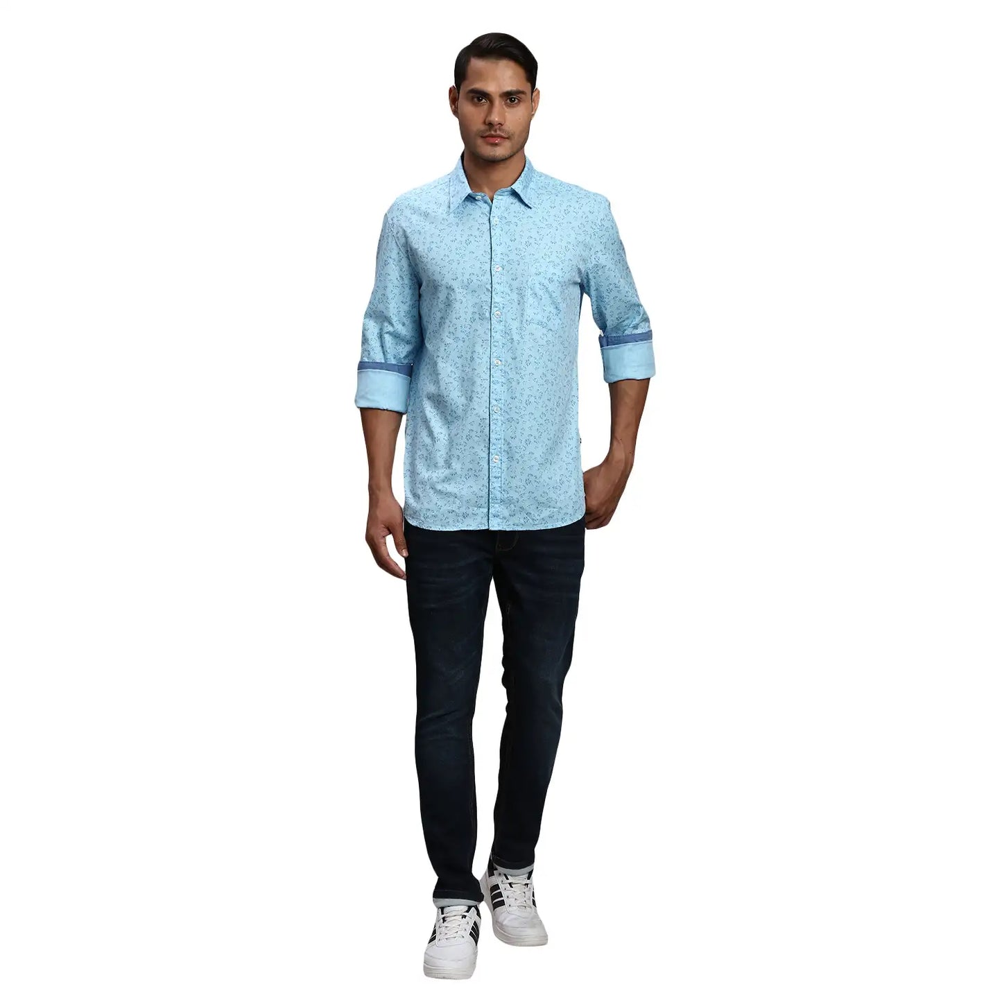 Men Slim Fit Blue Shirt