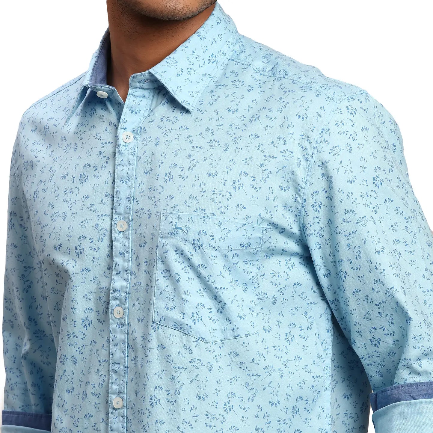Men Slim Fit Blue Shirt