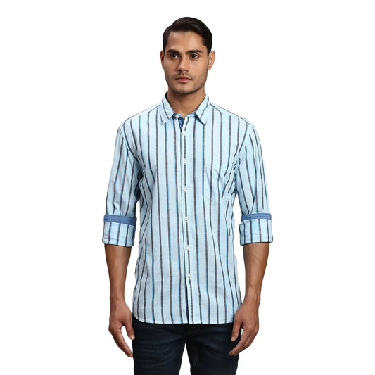 Men Slim Fit Blue Shirt