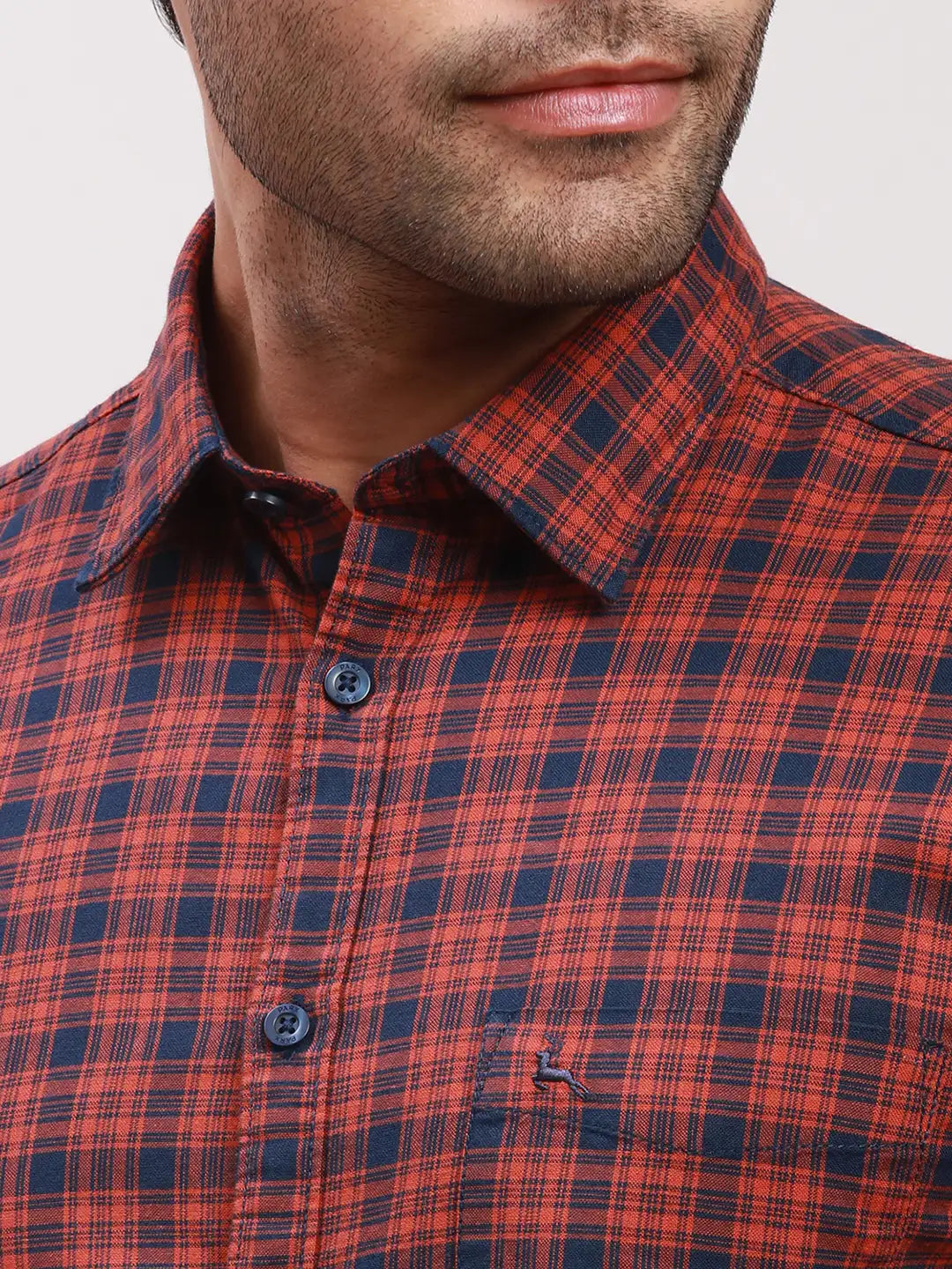 Parx Men Blue Checks Slim Fit Cotton Full Sleeve Shirts