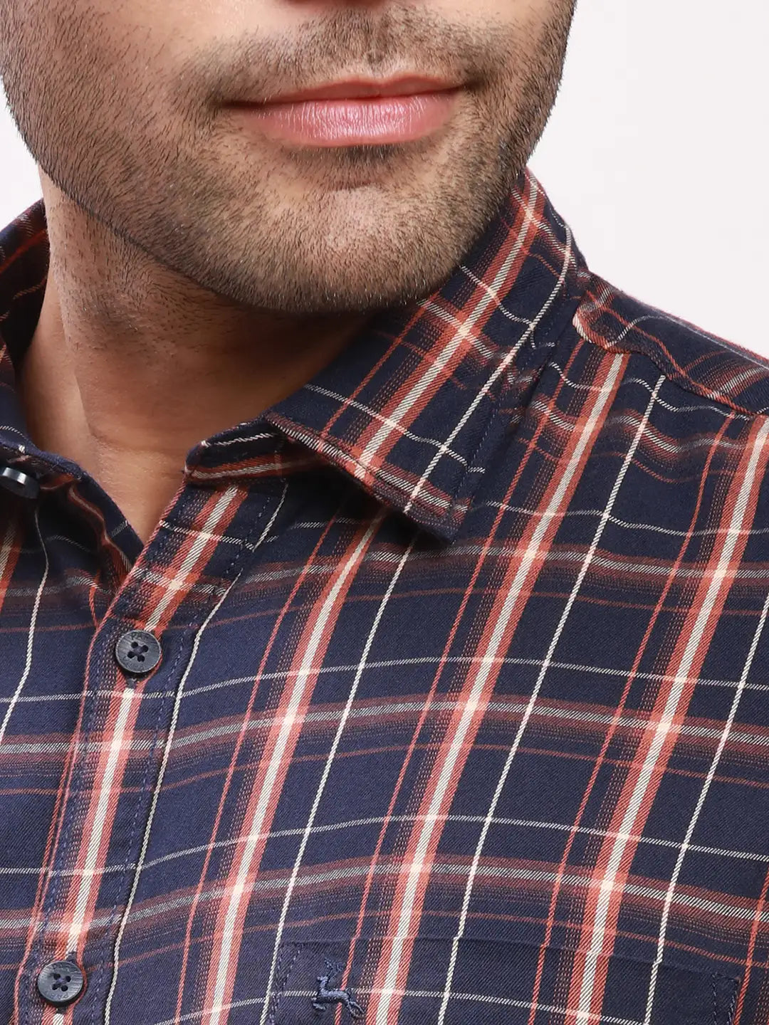 Parx Men Orange Print Slim Fit Cotton Full Sleeve Shirts