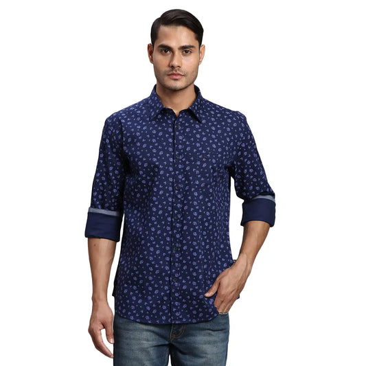 Men Slim Fit Orange Shirt