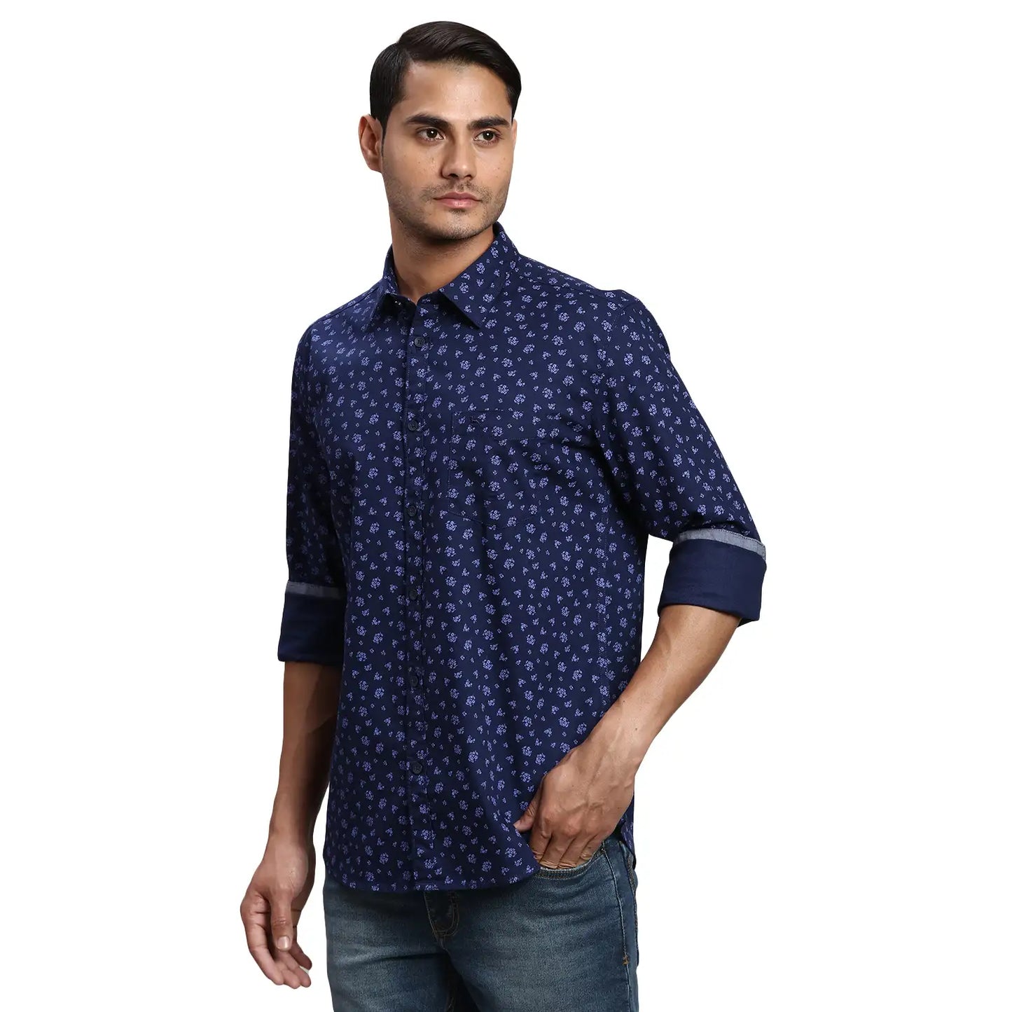 Men Slim Fit Orange Shirt