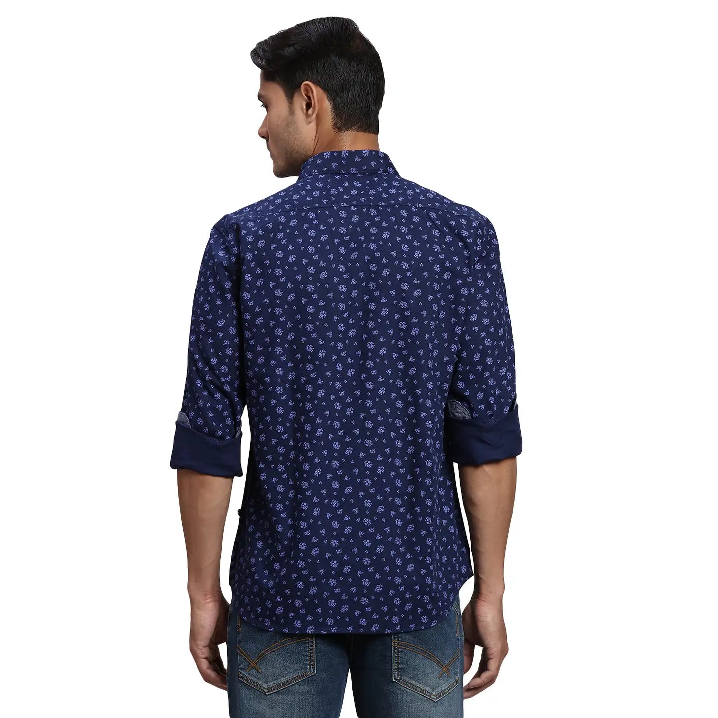 Men Slim Fit Orange Shirt