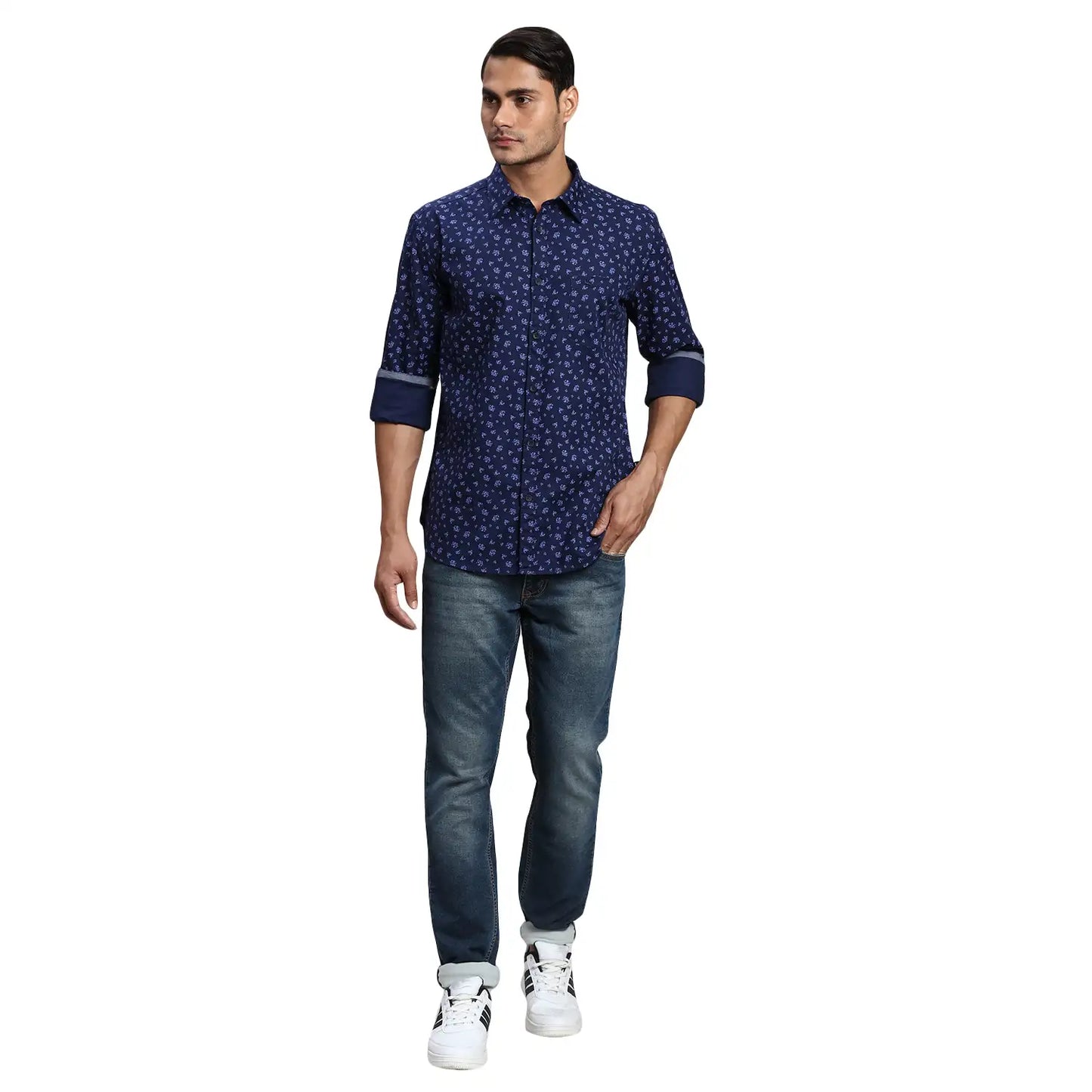 Men Slim Fit Orange Shirt