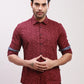Parx Men Blue Print Slim Fit Cotton Full Sleeve Shirts