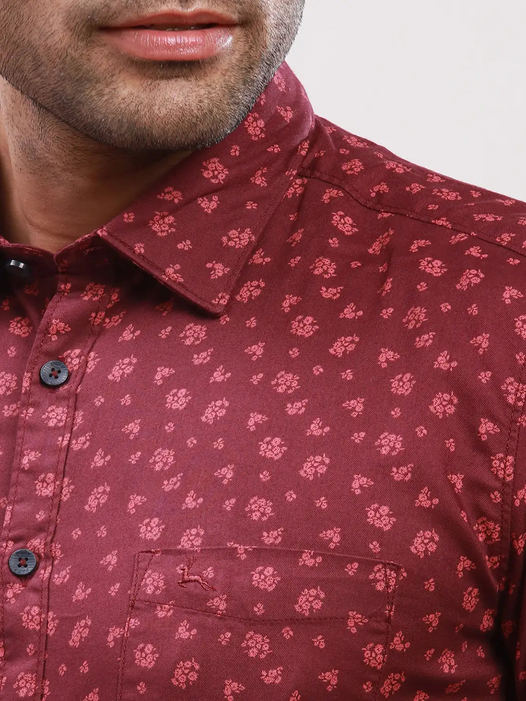 Parx Men Blue Print Slim Fit Cotton Full Sleeve Shirts
