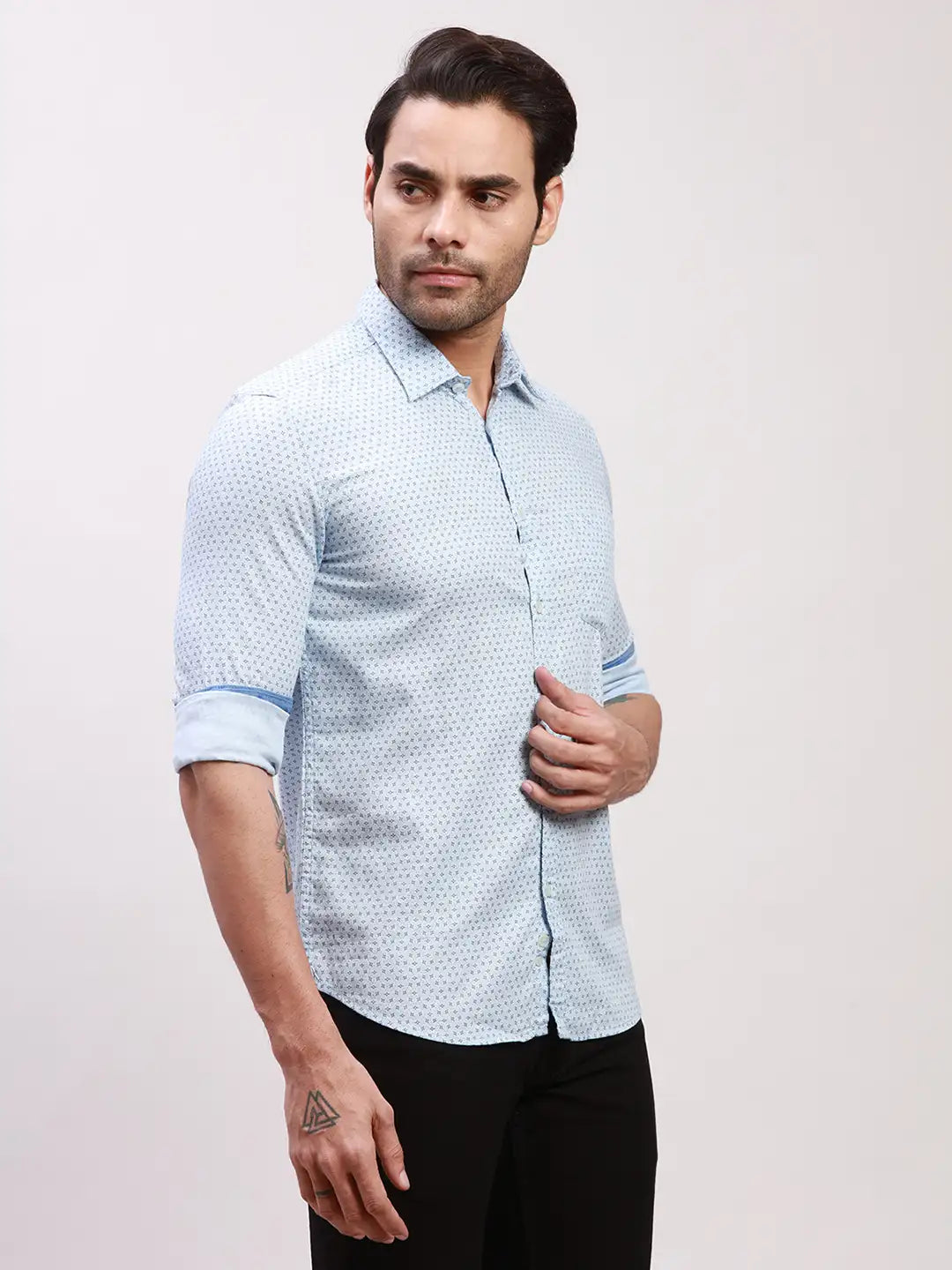 Parx Men Yellow Checks Slim Fit Cotton Full Sleeve Shirts