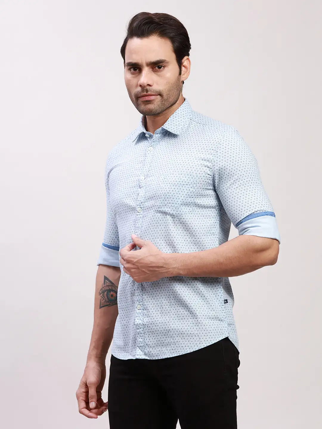 Parx Men Yellow Checks Slim Fit Cotton Full Sleeve Shirts
