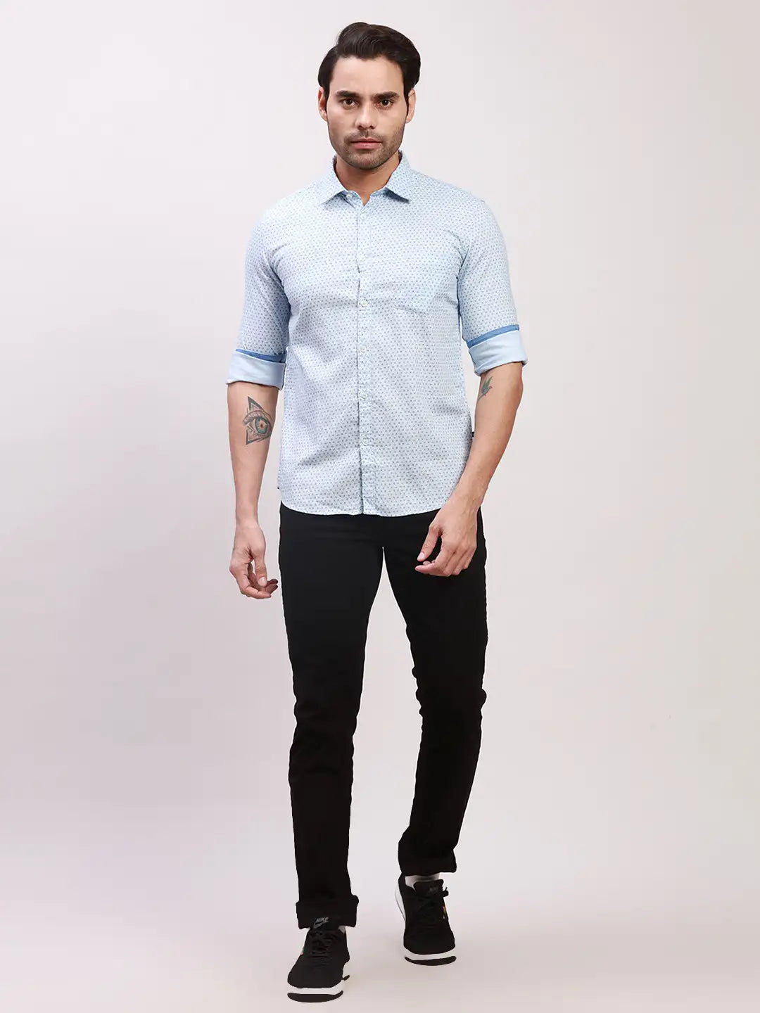 Parx Men Yellow Checks Slim Fit Cotton Full Sleeve Shirts