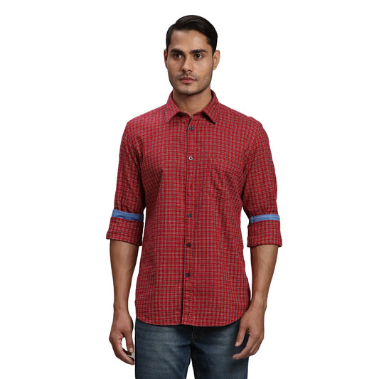 Men Slim Fit Orange Shirt