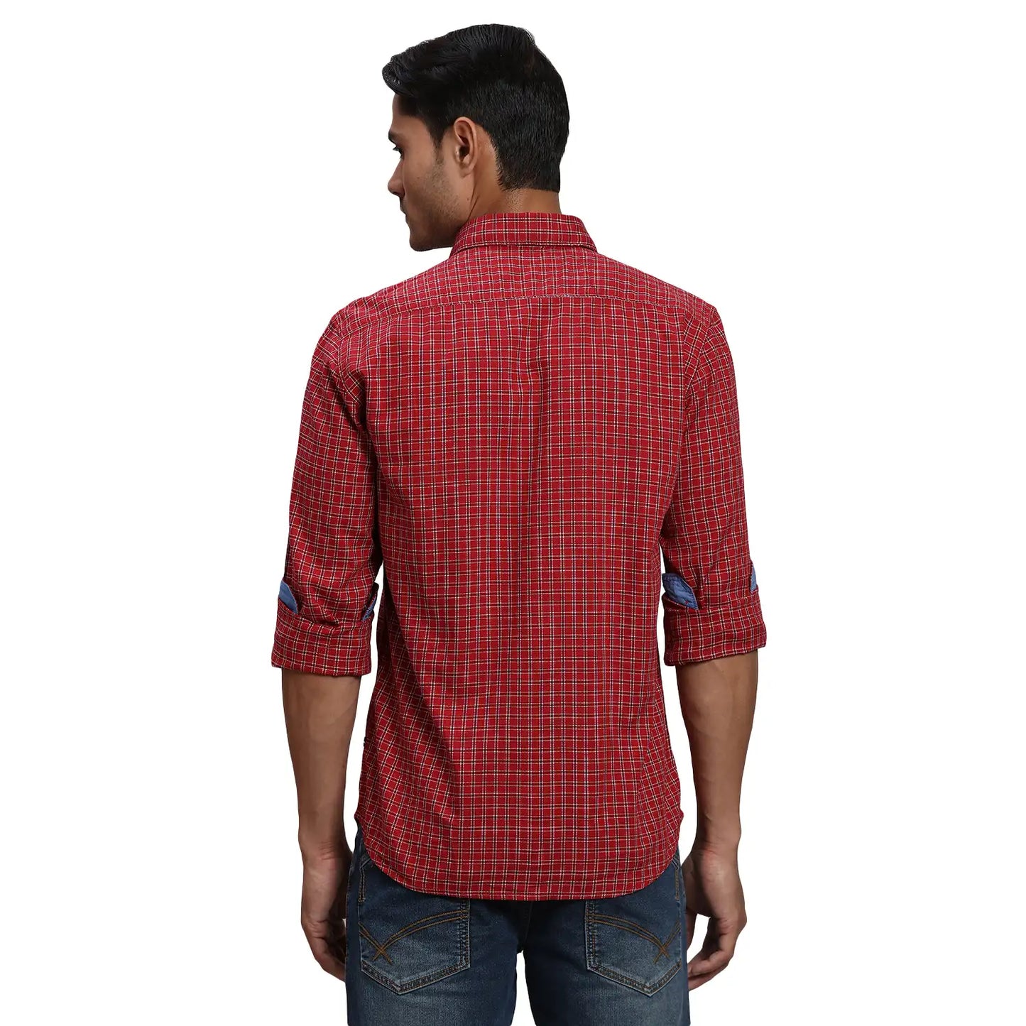Men Slim Fit Orange Shirt